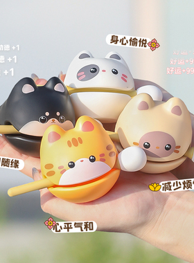 解压小木鱼摆件办公室工位敲打小木鱼情J绪稳定治癒静心礼物小物