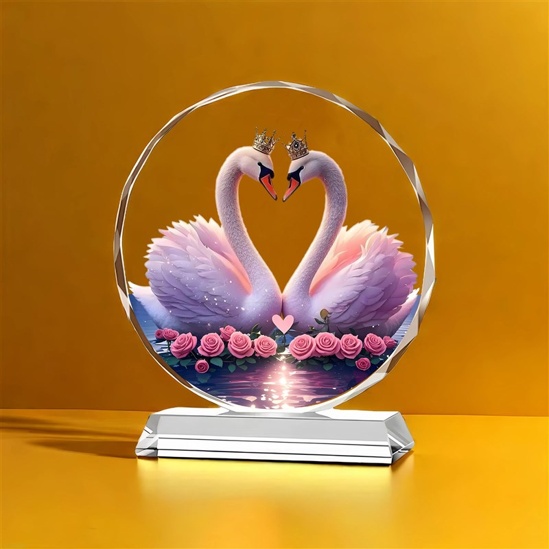 百年好合水晶摆件一对天鹅家居装饰客厅I新房送礼开业入宅乔迁礼