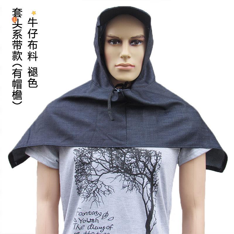 牛仔布披肩帽防h尘风帽工作头套面具劳保披风帽粉尘男女披肩遮阳