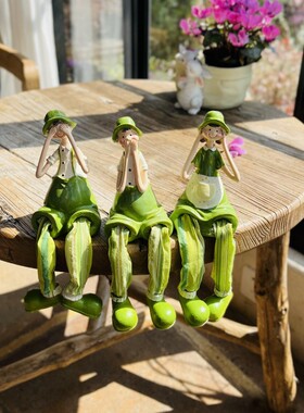 摆件创意人物三不娃娃户外庭院布D置阳台客厅造景室外花园装饰品