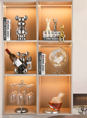 高端大气客厅装饰品摆件2023新款D红酒架电视玻璃餐边酒柜轻奢高