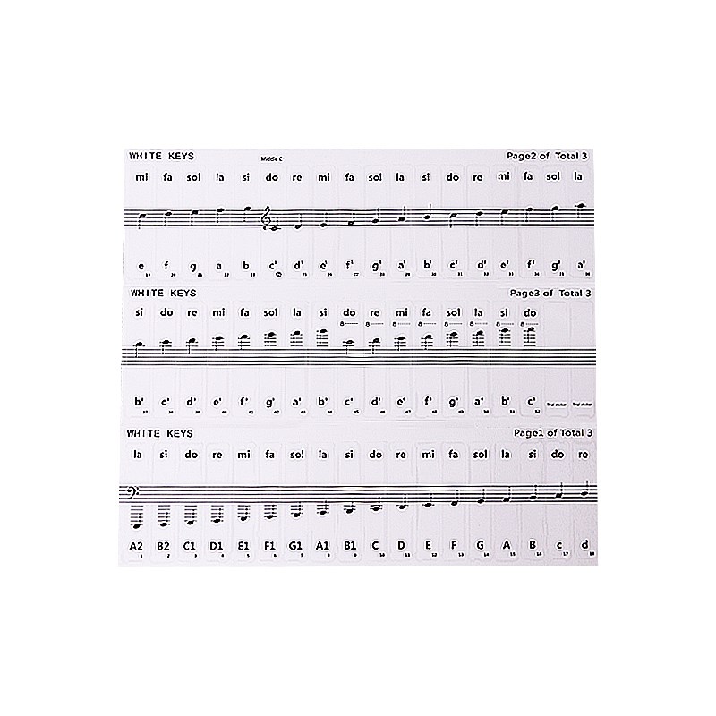 钢琴键盘贴纸88/6o1/54键通用电子琴手卷钢琴音符贴纸音符音标音