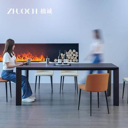 意式家用餐桌椅组合简约现代设计师长方形饭桌客厅办公书桌子定制