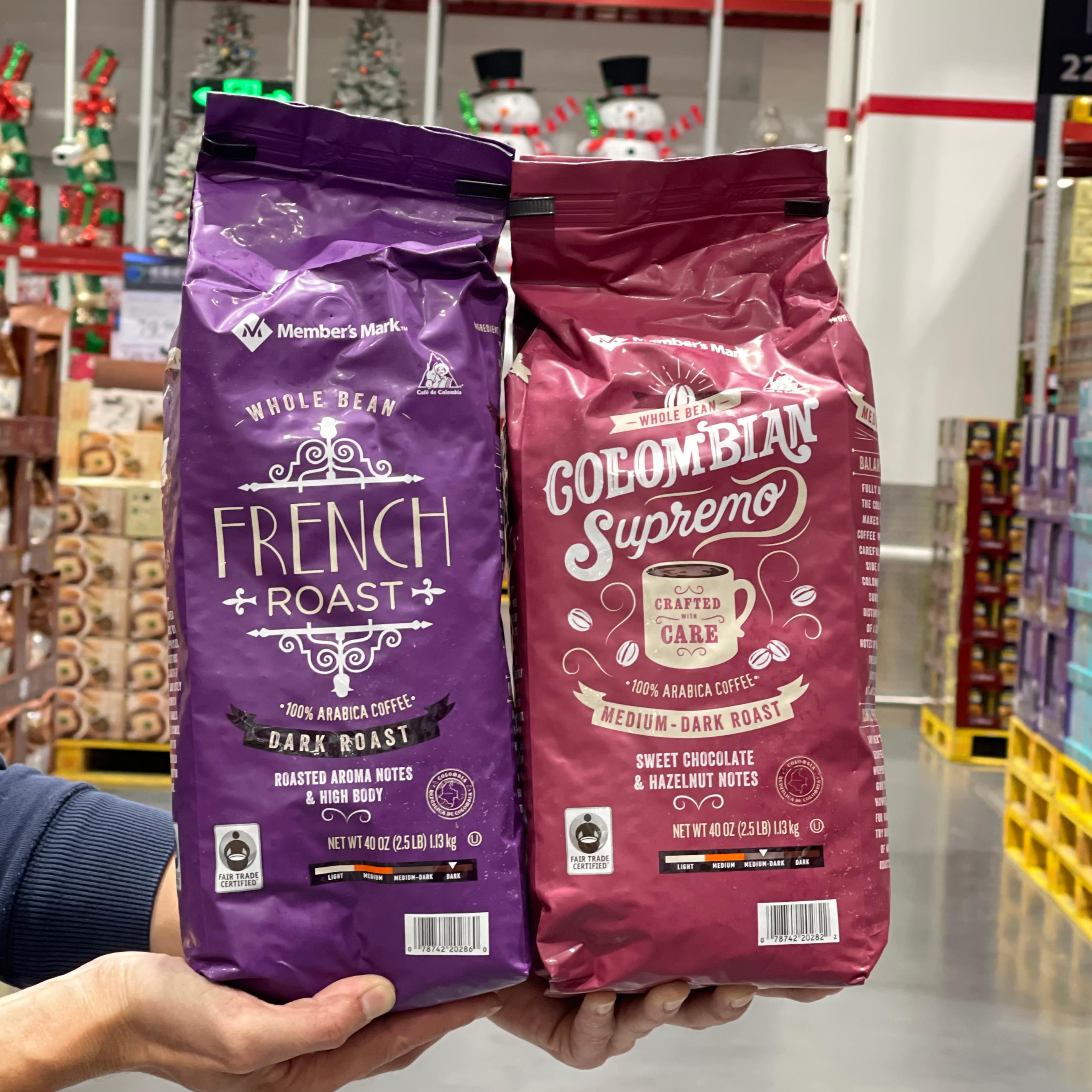 山姆代购MM哥伦比亚焙炒咖啡豆1kg原装进口中深度烘焙香醇浓郁