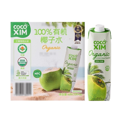 山姆 进口100%椰子水1L*6瓶 原装进口椰香纯正纯果汁植物饮料