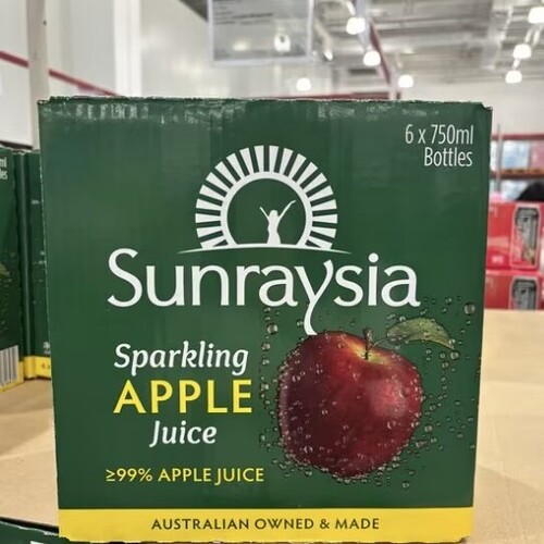 山姆 澳洲进口 苹果汁汽水750ml 果汁含量≥99%配料干净 清爽透凉