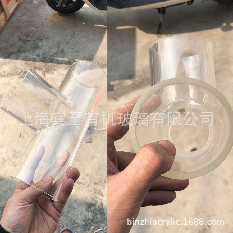 透明亚克力弯管 有机玻璃弯头 拼接管子法兰连接 车螺纹开模定做