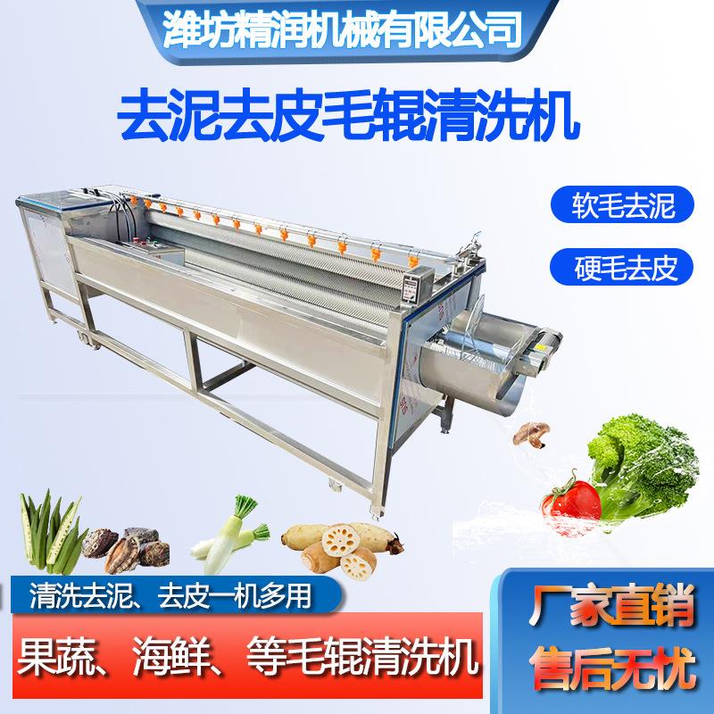 萝卜土豆螺旋毛辊清洗机根茎类果蔬去泥脱皮机大型毛刷自动去皮机