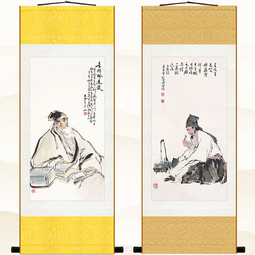 中医名医挂画画像 李时珍采药图 物装饰画卷轴画绢布丝绸画