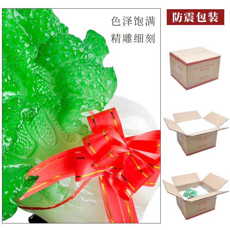 厂家树脂工艺品酒柜客厅金蟾百财如意玉白菜招财工艺品办公