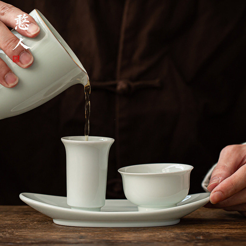白瓷闻香杯装喝茶品茗杯茶杯单杯茶碗杯垫功夫茶具茶道茶艺