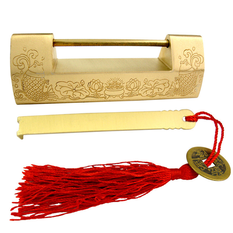 鱼戏蓮仿古锁仿古铜锁锁头老式小铜锁插销黄铜锁横挂锁,基础建材,挂锁/指纹挂锁,淘宝优惠券,粉丝福利购,淘宝优惠卷