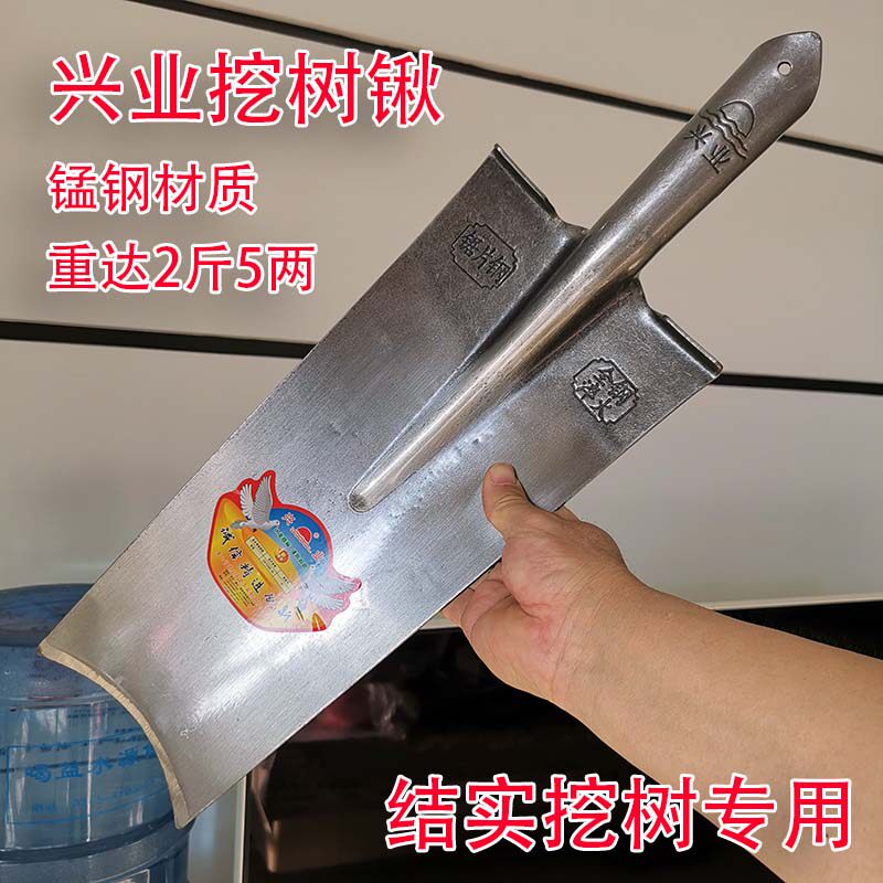 兴业农用挖树锹锰钢树铲抛光加厚长钢锹铁锨齿铲子林用工具锹