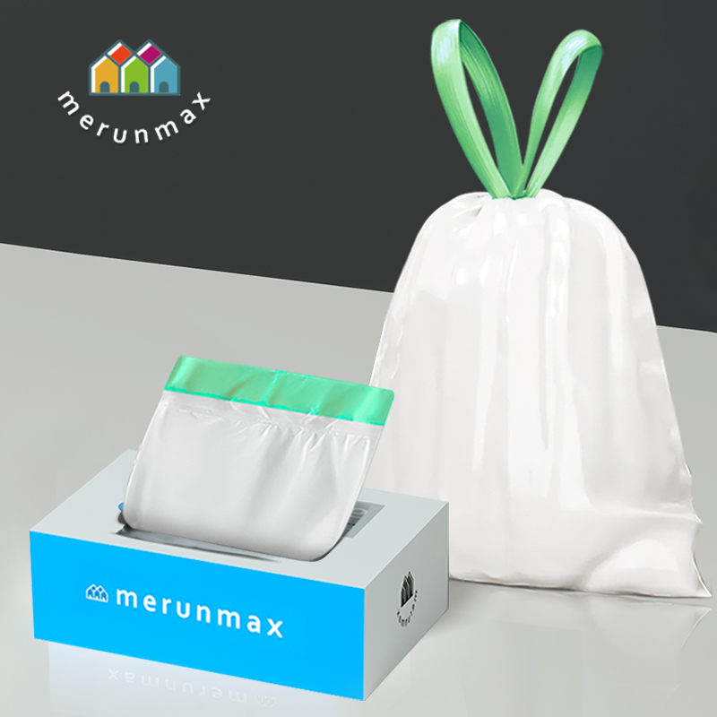 可降解免撕抽绳垃圾袋自动收口家用厨房超大号手提式加厚盒装收纳
