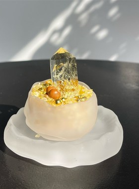 天然水晶柱招财进宝聚宝盆办公室工位桌面福禄装饰品礼盒包装