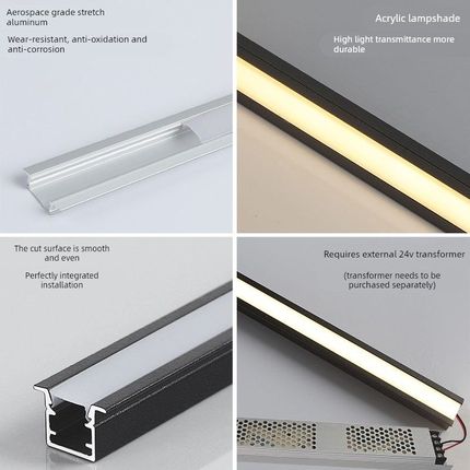 led线形灯铝槽线条灯条形嵌入式铝合金黑色吊顶卡槽型材免费裁剪