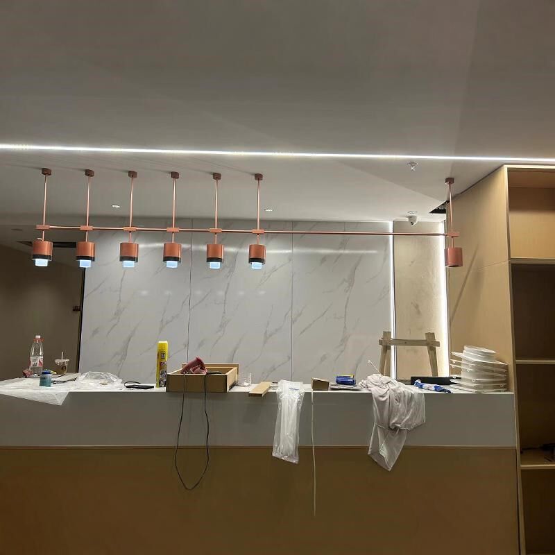 前台接待区办公长条售楼部会所酒店吧台异型灯具