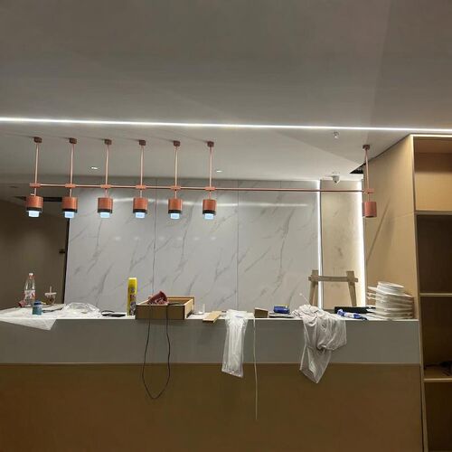 前台接待区办公长条售楼部会所酒店吧台异型灯具