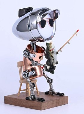 创意电脑桌面氛围夜灯手工朋克机器人钓鱼爱者父亲男友礼品