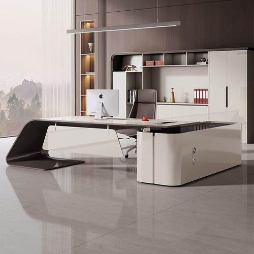 烤漆老板桌时尚个性办公桌简约现代经理桌总裁办公大班台桌椅组合