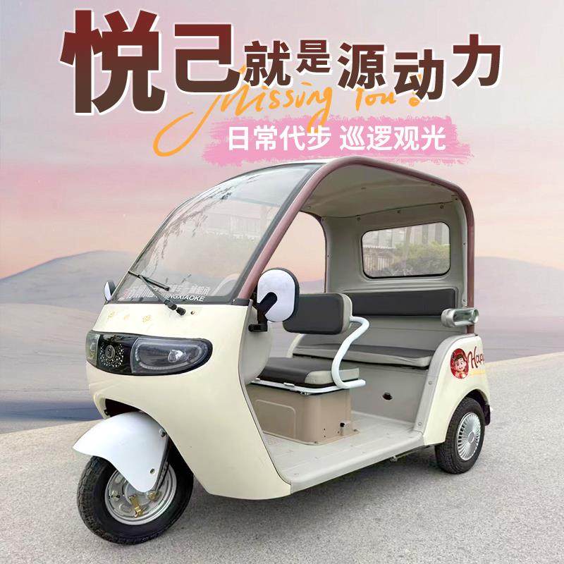 敞篷电动三轮车家用带棚成人代步女士接送孩子全封闭新国标电瓶车