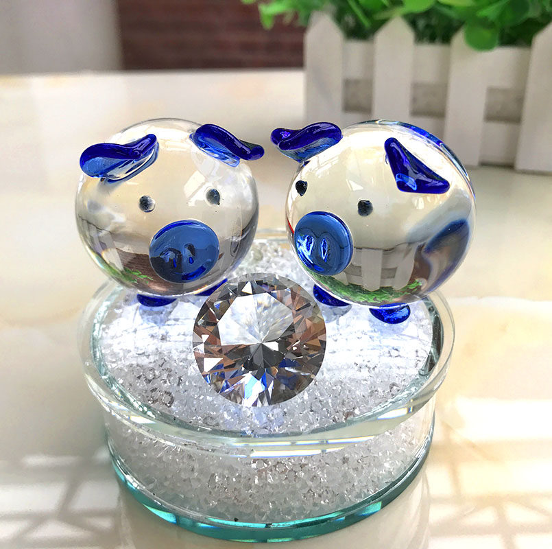 水晶粉红猪萌趣爱闪亮仿真生肖猪汽车内香水装饰品小猪礼品
