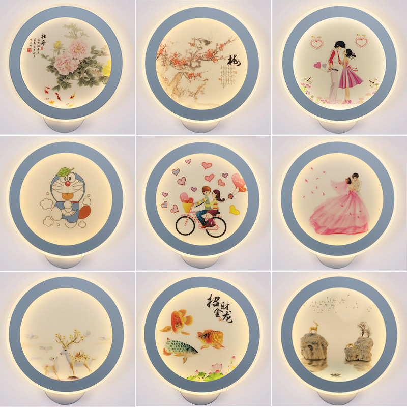 壁灯床头灯墙壁卧室现代背景画婚房客厅过道灯具