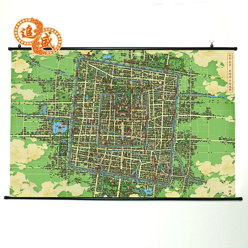 北宋 封南宋 临安 杭州 历史文创 手绘地图 挂画