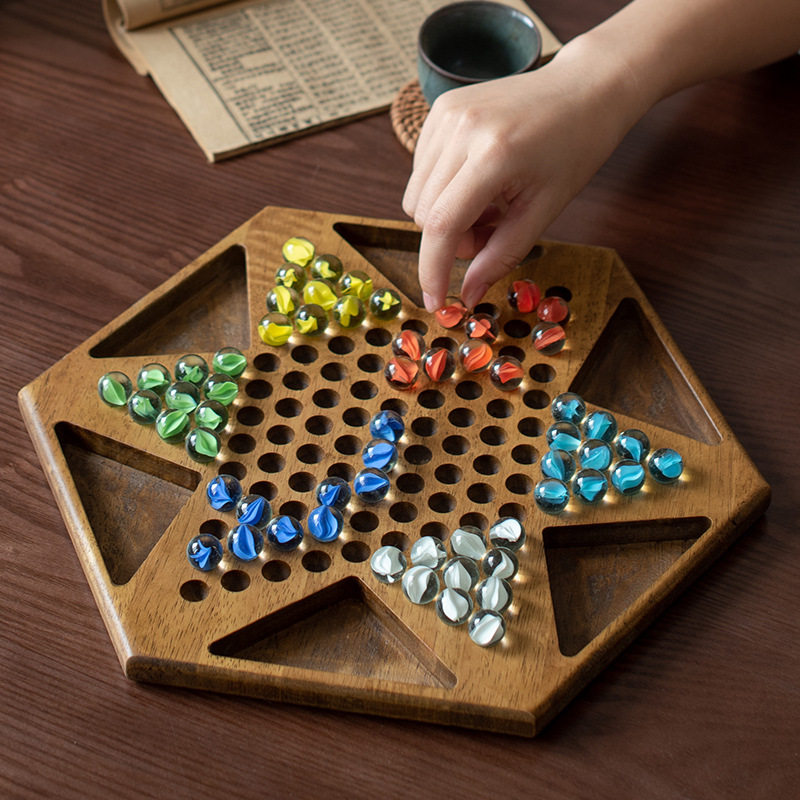 儿童益智跳跳棋弹珠子老式球跳棋游戏棋单身贵族明棋