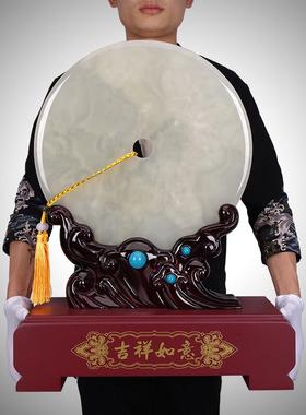 天然青玉石大号平安扣摆件乔迁新居商务送礼家居玄关博古架装饰品