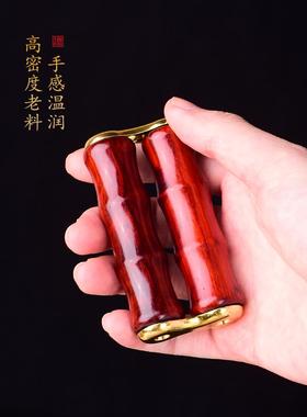 紫檀木节节高减压器手把件手掌按摩器木质滚轮运转随身文玩工艺品