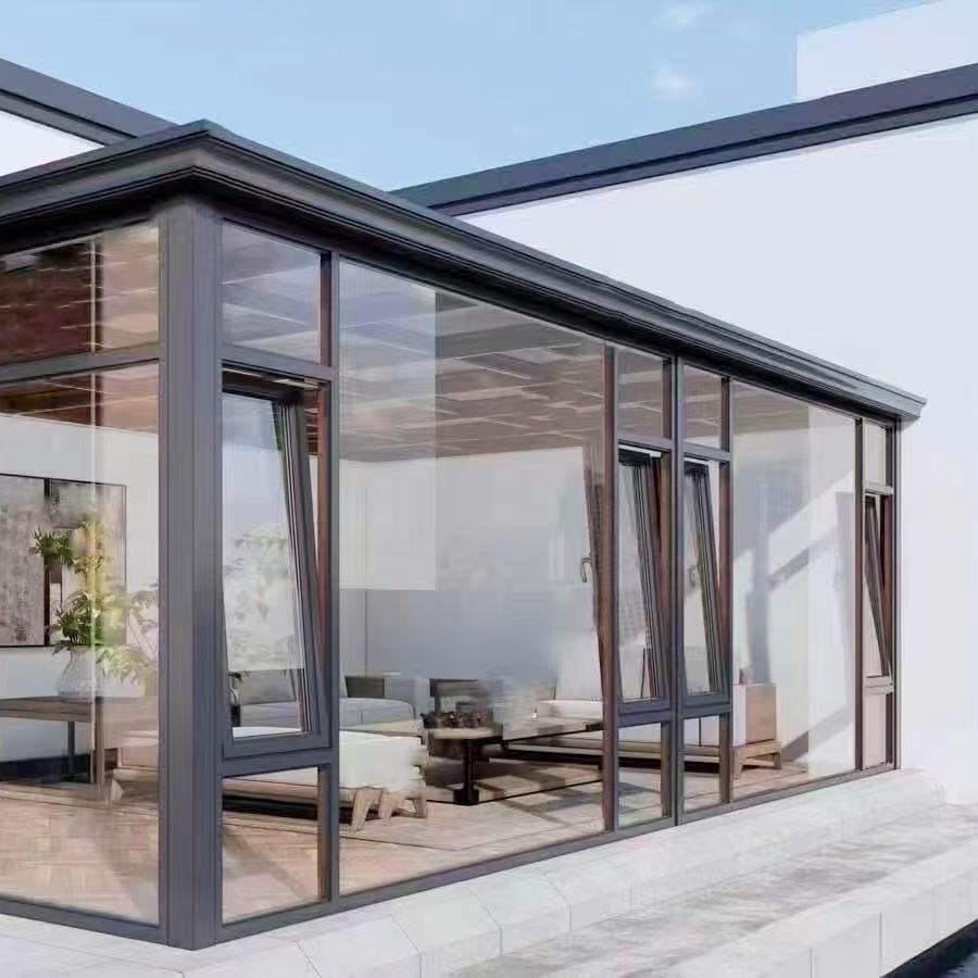 别墅铝合金阳光房花园屋顶夹胶安全玻璃抗风隔热防晒玻璃屋定制