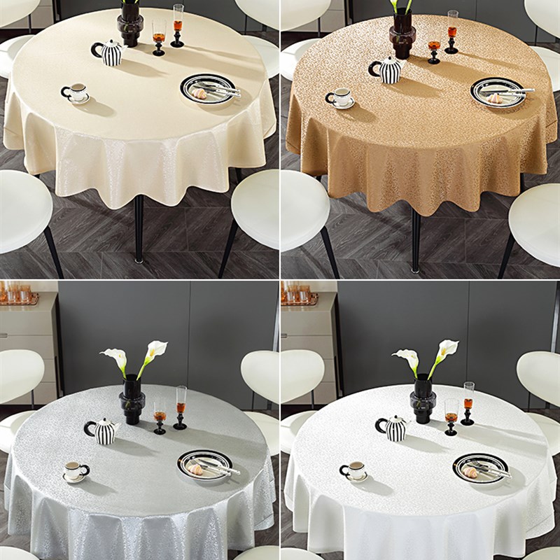 桌布轻奢高级感酒店饭店家用圆桌桌布免洗防油防水圆形餐桌布台布