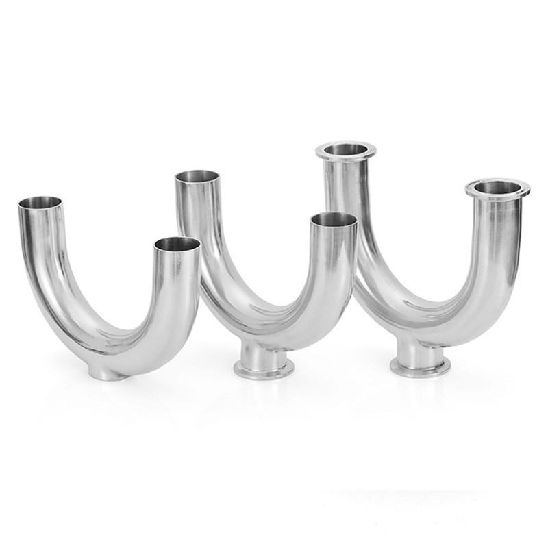 304不锈钢卫生级三通U型弯管焊接镜面抛光180度卡箍接头19~76