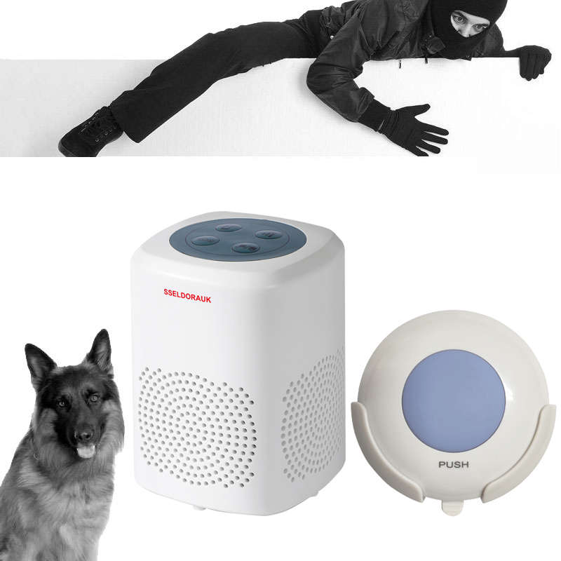 Mibosy无线门铃家用报警器一键式无线紧急呼叫真实狼狗叫声吓坏人