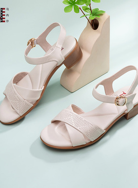 【超能小太阳严选】MARTNIEL凉鞋女夏季一字带高跟罗马鞋G18021