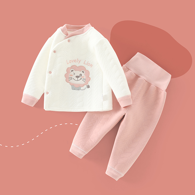 男女婴儿保暖分体套装衣宝宝衣服春秋儿童睡衣打底夹棉套装春装