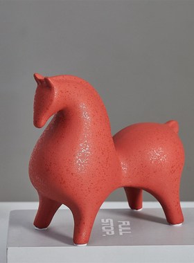 新中式陶瓷唐马摆件办公室客厅玄关酒柜电视柜高档装饰品乔迁礼物