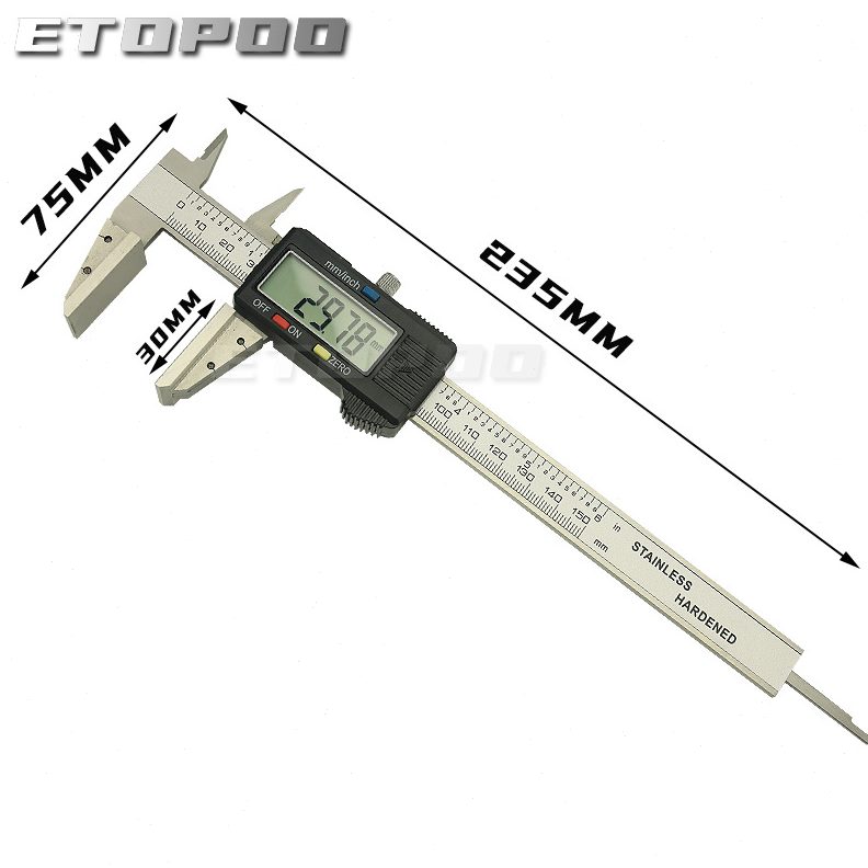 ETOPOO钢丝绳鸭嘴数显卡尺0-150mm不锈钢宽测量面大面数显游标卡