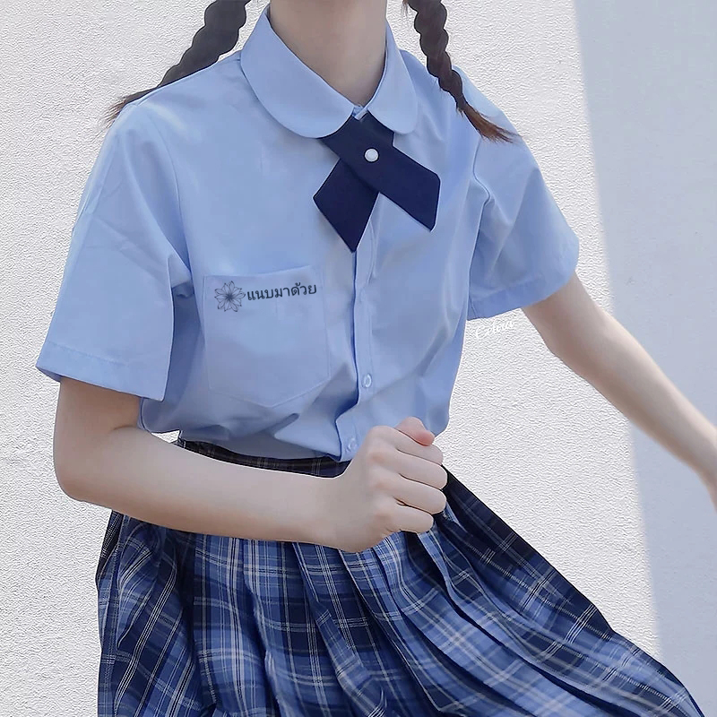 jk制服女学院风衬衫裙子泰国泰式校服娜诺全套高中生毕业班服套装