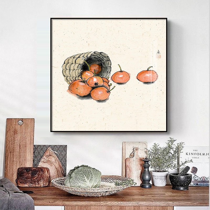 暖居餐厅装饰画新中式沙发背景墙画餐桌单幅挂画简约客厅厨房壁画