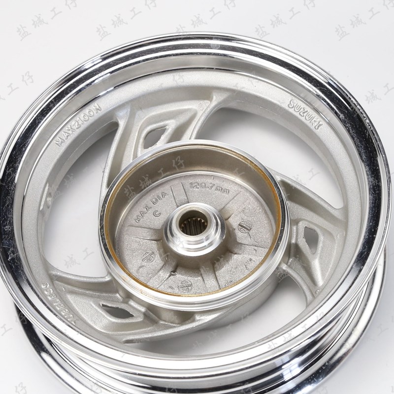 适用 丽彩QS125T-2A/B 韵彩QS100T-A/B前碟刹轮毂后钢圈后轮毂