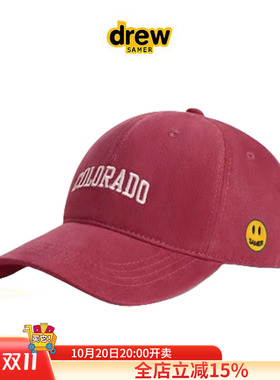 正品Drew Sava笑脸儿童字母防晒棒球帽2024新款百搭红色鸭舌帽女