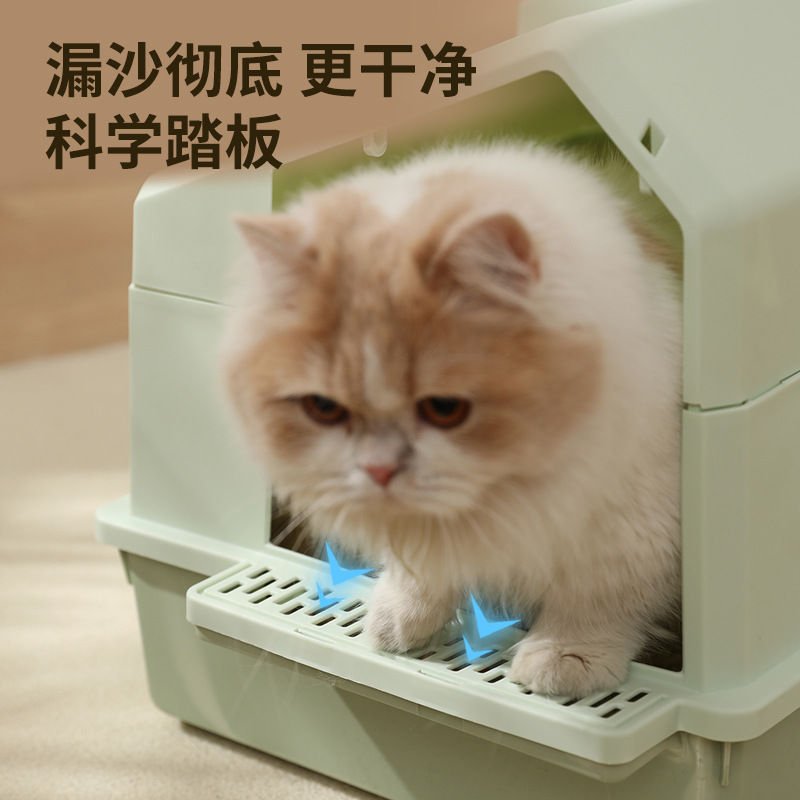 大号全封闭式猫砂盆可拆卸猫咪狗狗厕G所带门宠物猫厕所Z宠 物用