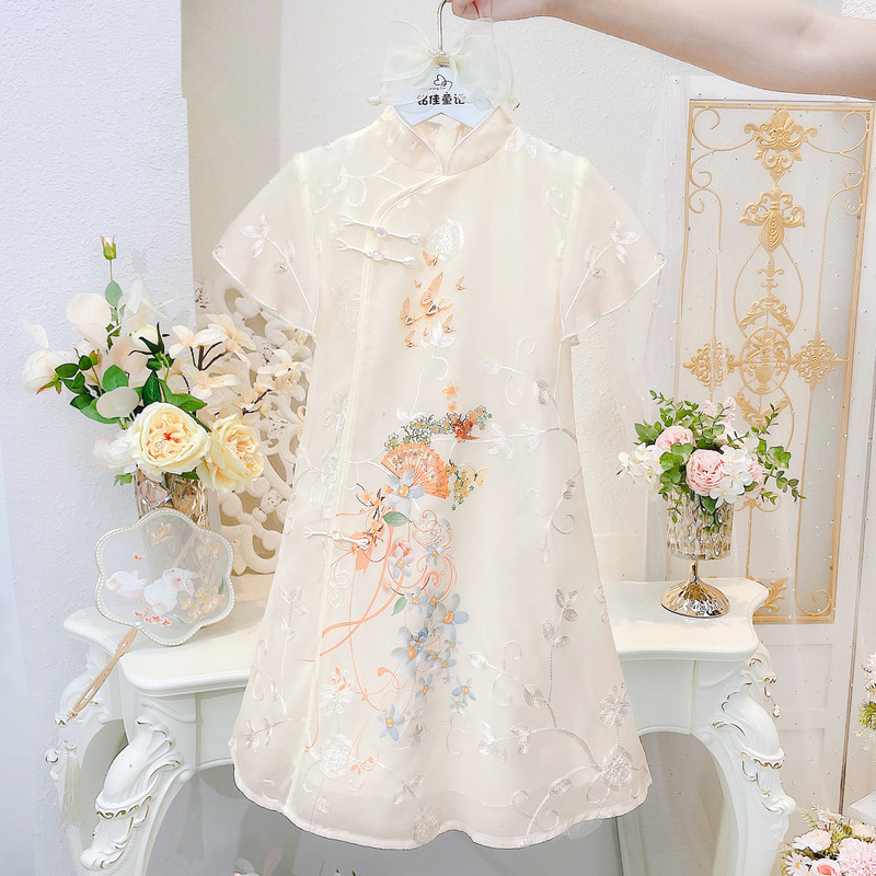 女童旗袍裙子夏装中国风夏季新款儿童洋气公主裙中大童雪纺连衣裙