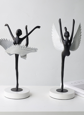 创意轻奢天使人物雕塑摆件舞蹈者设计师样板间客厅玄关大堂艺术品