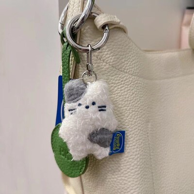 可爱迷你小猫毛绒钥匙扣挂件创意小兔子黄油情侣玩偶公仔书包挂件
