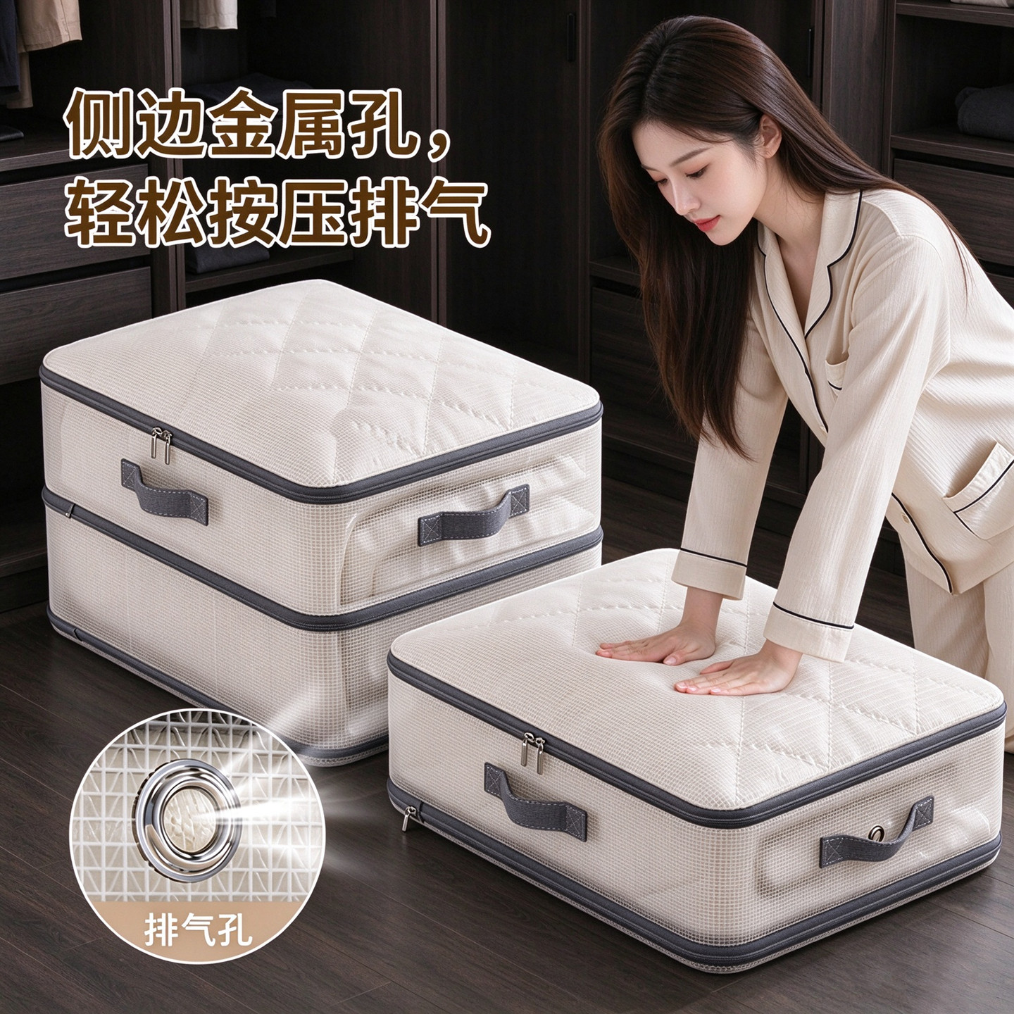 大容量简约透明【夹网布收纳袋】