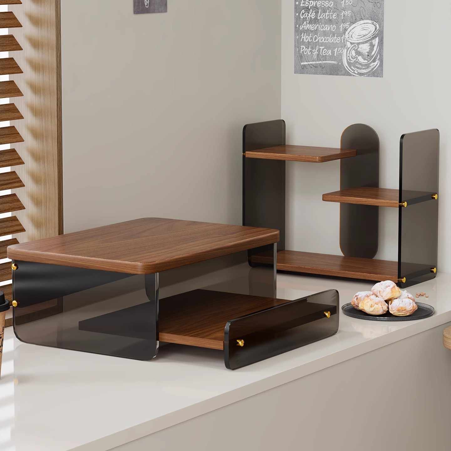 【咖啡机置物架】桌面杯架抽屉式