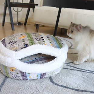 狗窝四季 封闭式 铜锣猫咪宠物烧春季 猫窝元 安全感屋窝床躲避 e気